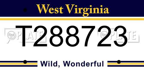 T288723 West Virginia License Plate