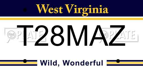 T28MAZ West Virginia License Plate