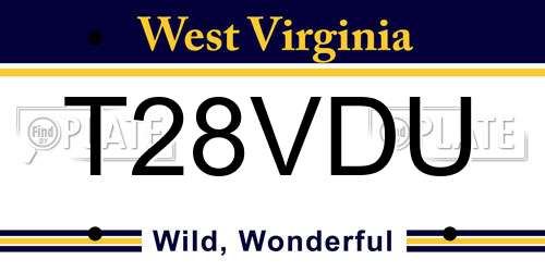T28VDU West Virginia License Plate
