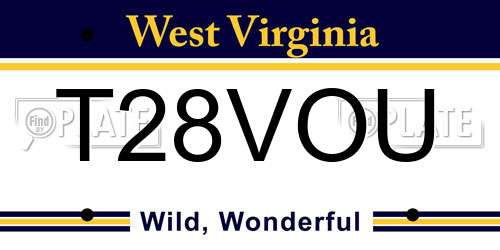 T28VOU West Virginia License Plate