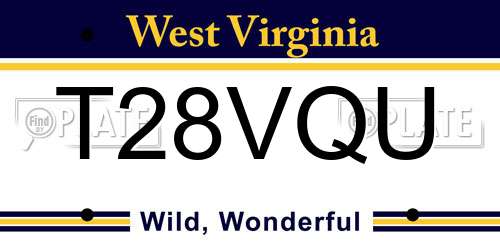 T28VQU West Virginia License Plate