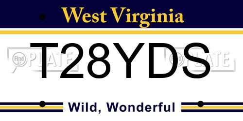 T28YDS West Virginia License Plate