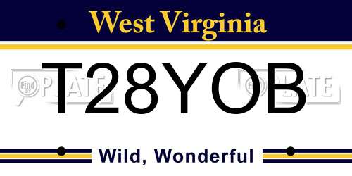 T28YOB West Virginia License Plate
