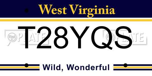 T28YQS West Virginia License Plate