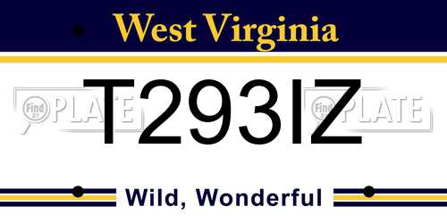 T293IZ West Virginia License Plate