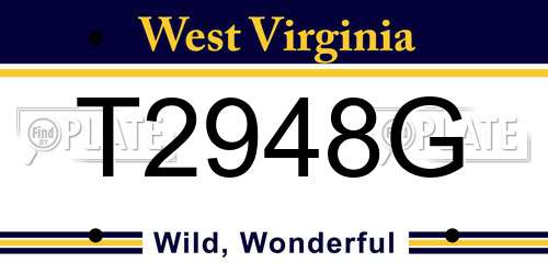 T2948G West Virginia License Plate