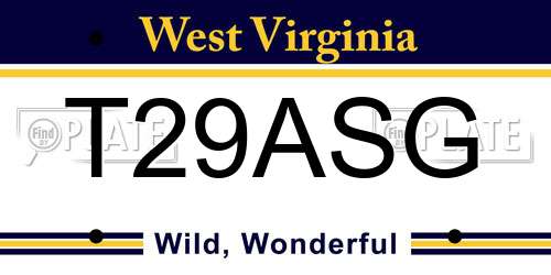 T29ASG West Virginia License Plate