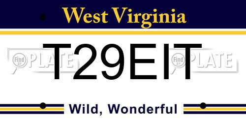 T29EIT West Virginia License Plate