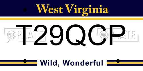 T29QCP West Virginia License Plate