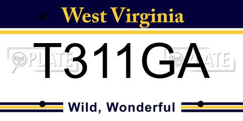 T311GA West Virginia License Plate