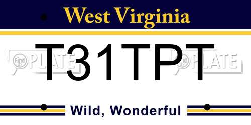 T31TPT West Virginia License Plate