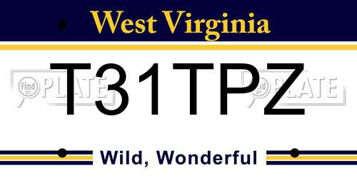 T31TPZ West Virginia License Plate