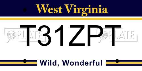 T31ZPT West Virginia License Plate