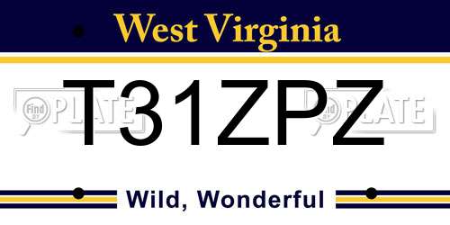 T31ZPZ West Virginia License Plate