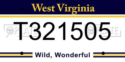 T321505 West Virginia License Plate
