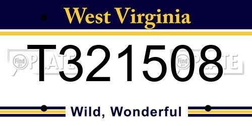 T321508 West Virginia License Plate