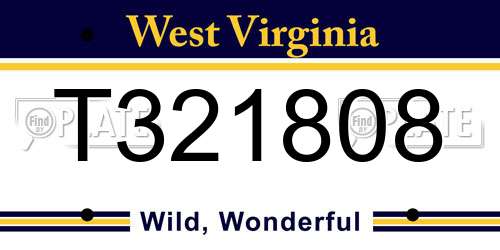 T321808 West Virginia License Plate