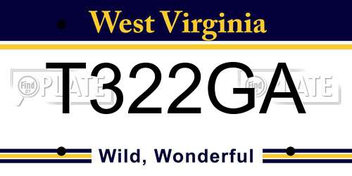 T322GA West Virginia License Plate
