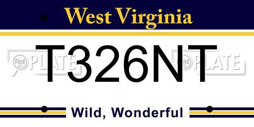 T326NT West Virginia License Plate
