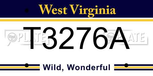 T3276A West Virginia License Plate