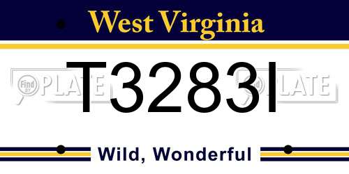 T3283I West Virginia License Plate