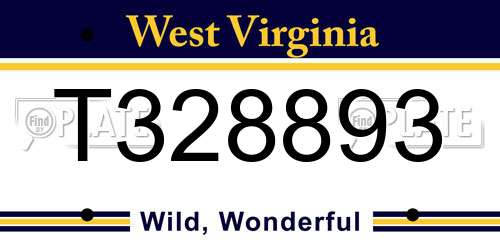 T328893 West Virginia License Plate