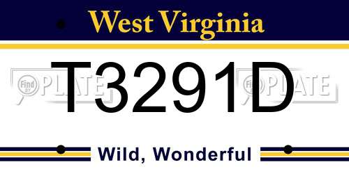T3291D West Virginia License Plate
