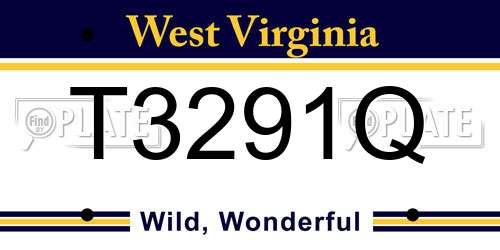 T3291Q West Virginia License Plate