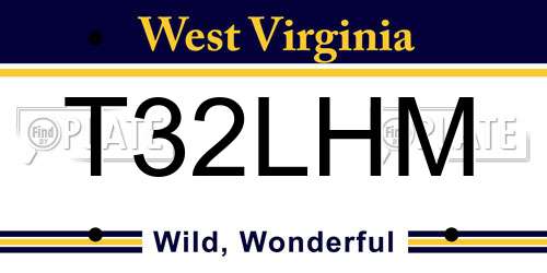 T32LHM West Virginia License Plate