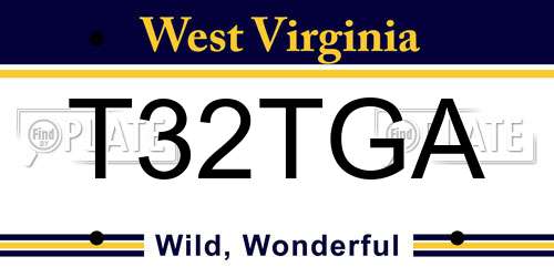 T32TGA West Virginia License Plate