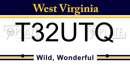 T32UTQ West Virginia License Plate