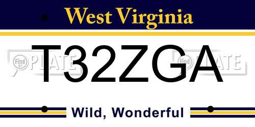 T32ZGA West Virginia License Plate