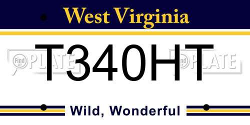 T340HT West Virginia License Plate