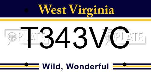 T343VC West Virginia License Plate