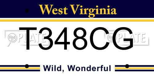 T348CG West Virginia License Plate