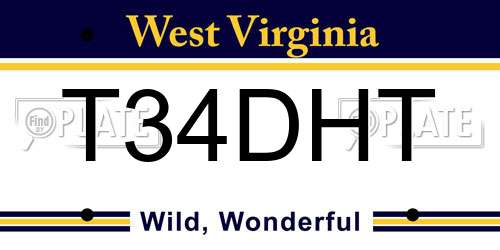 T34DHT West Virginia License Plate