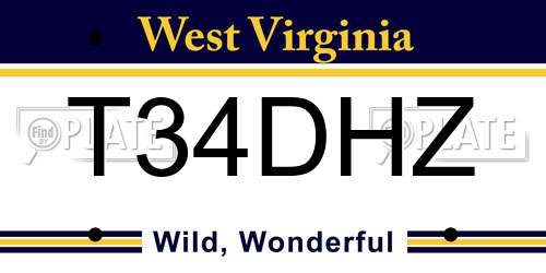 T34DHZ West Virginia License Plate