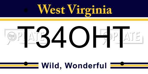 T34OHT West Virginia License Plate