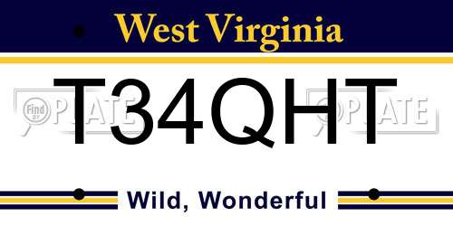 T34QHT West Virginia License Plate