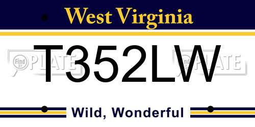 T352LW West Virginia License Plate
