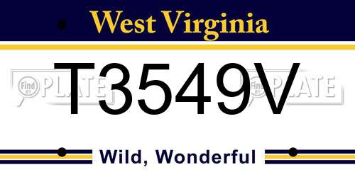 T3549V West Virginia License Plate