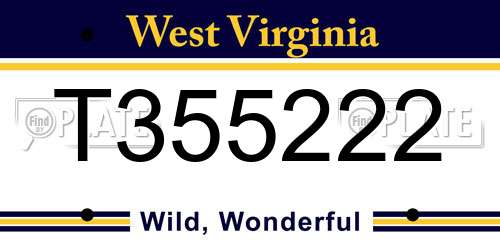 T355222 West Virginia License Plate