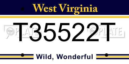 T35522T West Virginia License Plate