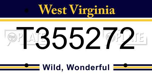 T355272 West Virginia License Plate