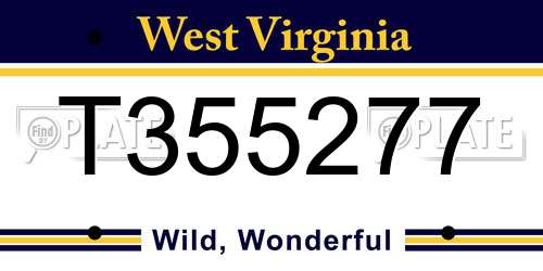 T355277 West Virginia License Plate
