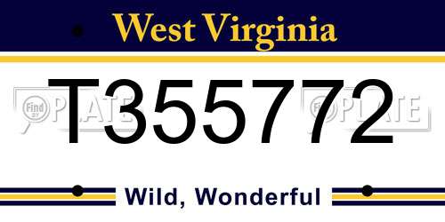 T355772 West Virginia License Plate