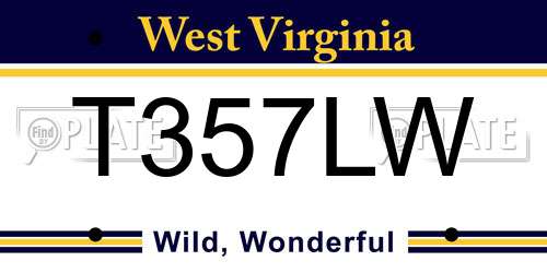 T357LW West Virginia License Plate