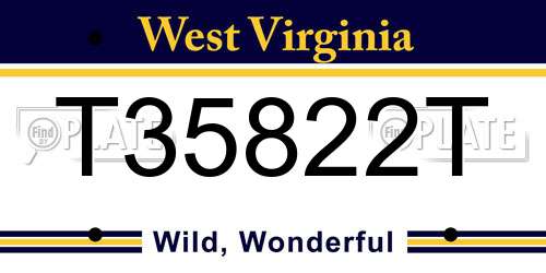 T35822T West Virginia License Plate