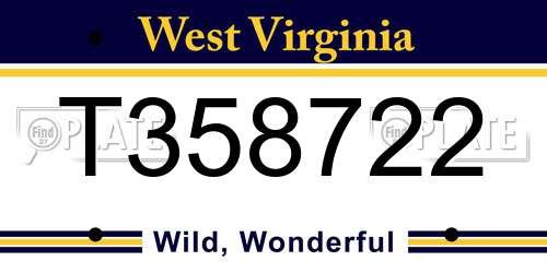 T358722 West Virginia License Plate