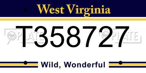 T358727 West Virginia License Plate